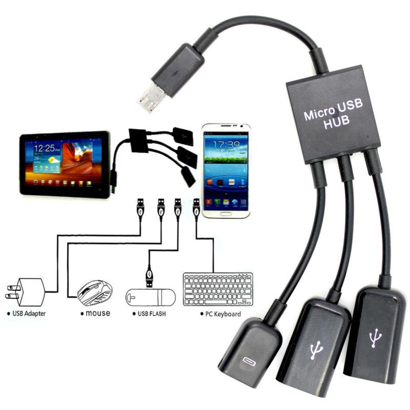 Микро USB хаб Кабель для подключения нескольких устройств